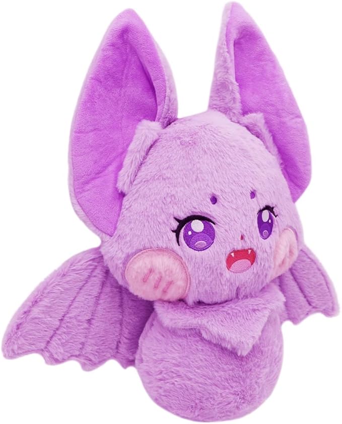 ELAINREN Furry Bat Plush Pillow Cuddly Gothic Bat Stuffed Gifts/13.7''
