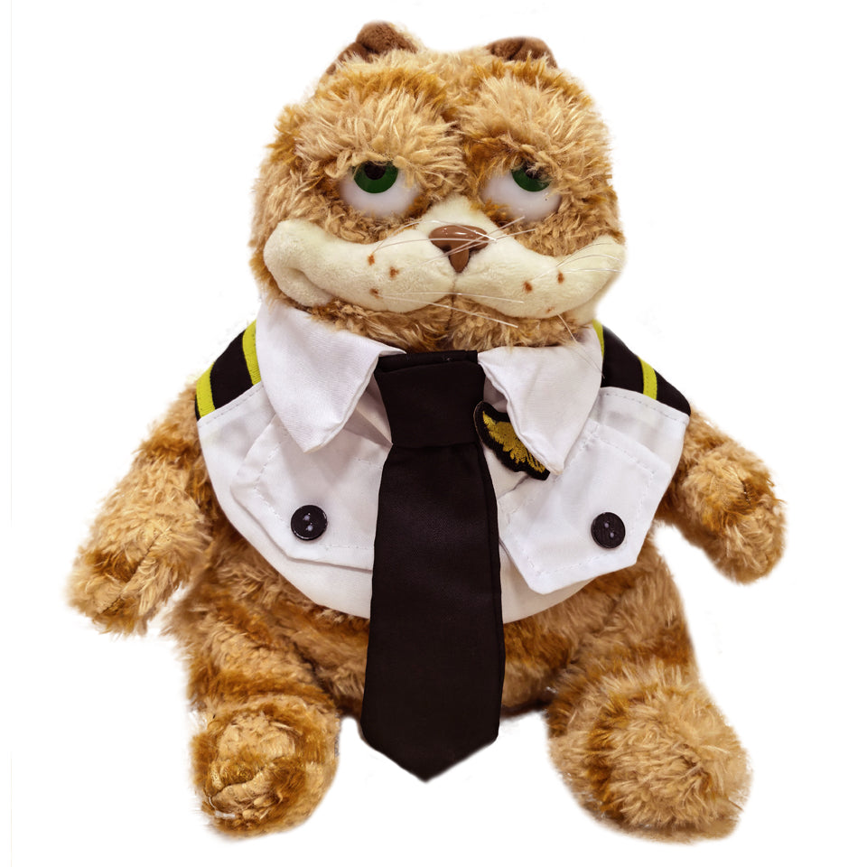 ELAINREN Garfield Pilot Plush Toy Fat Orange Cat Stuffed Toy Wearing Pilot Costume/11.8inch