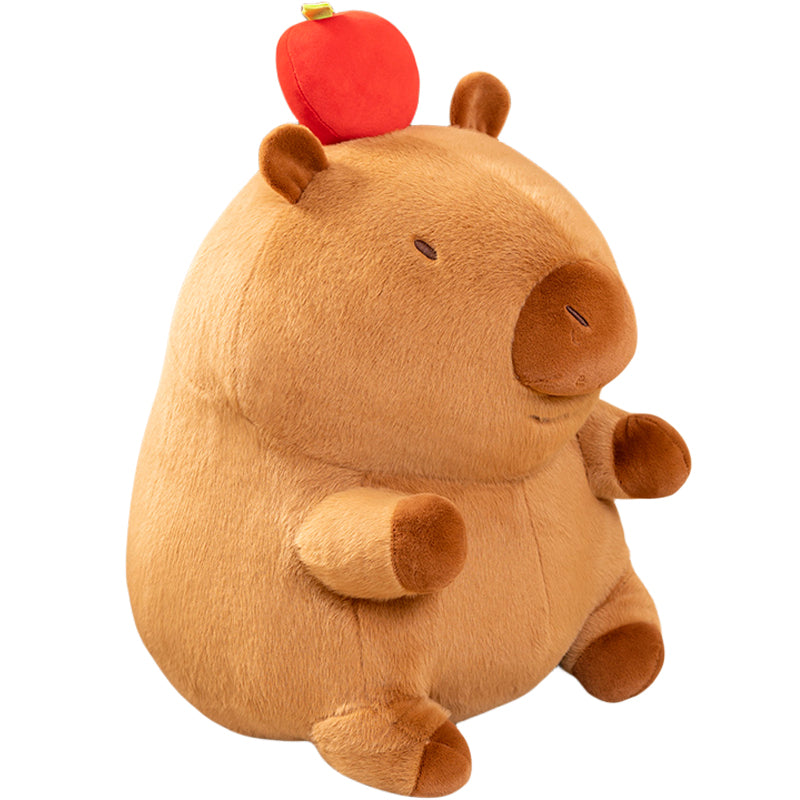 ELAINREN Apple Capybara Plush Pillow Soft Capybara Stuffed Animal with Apple Decor/11.8Inch