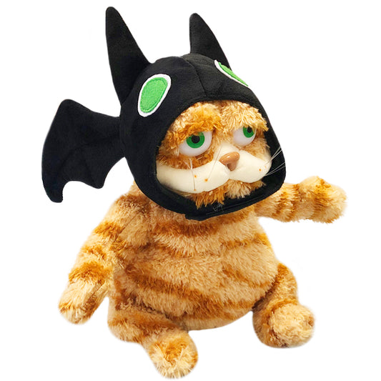 ELAINREN Halloween Bat Garfield Plush Toy Fat Orange Cat Plush Toy Dress Up Bat Costume-30CM