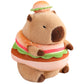 ELAINREN Cute Hamburger Capybara Plush Toy Kawaii Capybara Stuffed Animals Dress Up Hamburger Costume/11.8‘’