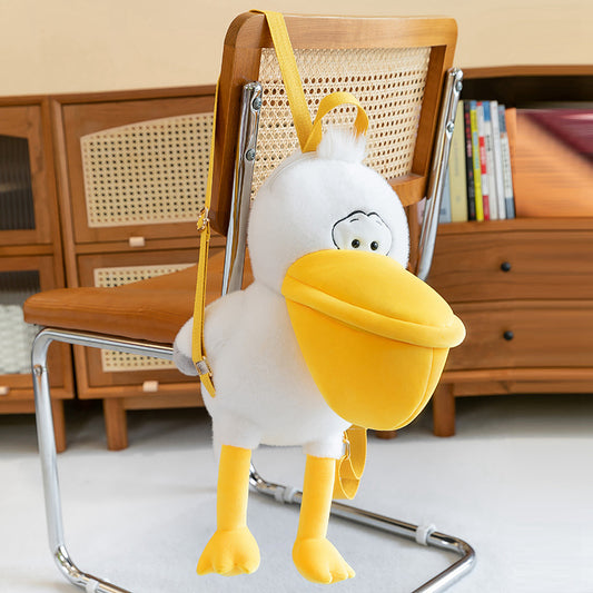 ELAINREN Plush White Duck Backpack Stuffed Duck Shape Shoulder Bag Kawaii Plushie Duck Toy Backpack/55cm