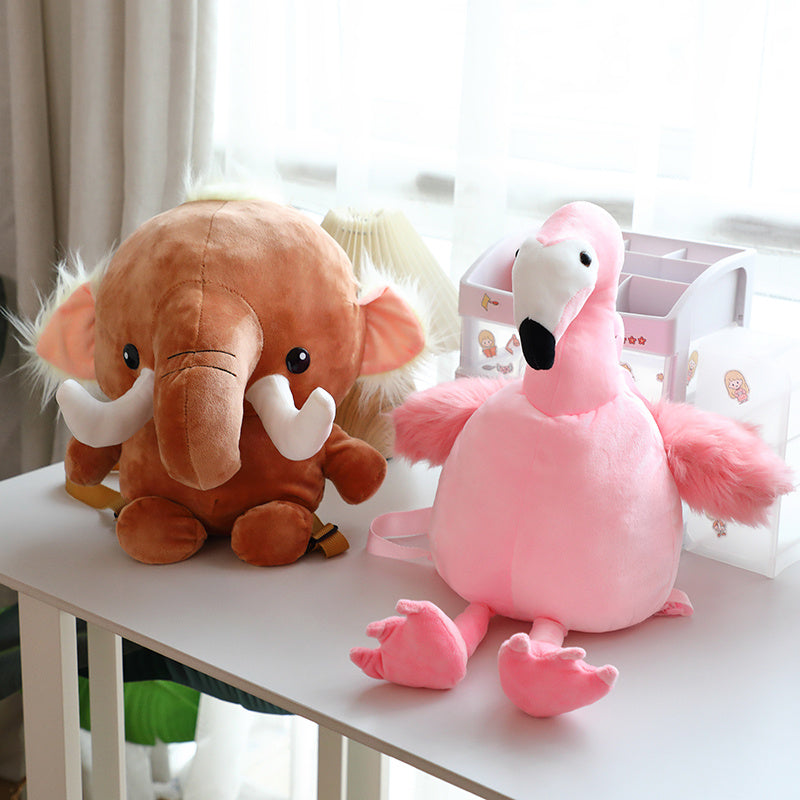 ELAINREN Cute Elephant Plush Bag Kawaii Stuffed Flamingo Shape Backpack for Kids Adults