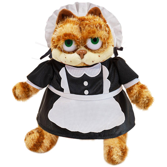 ELAINREN Garfield Maid Plush Toy, Stuffed Fat Orange Cat Wearing Maid Costume/11.8''