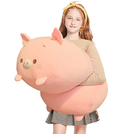 ELAINREN Giant Fluffy Pig Plush Body Pillow Soft Pink Pig Stuffed Animal Toy-23.6''