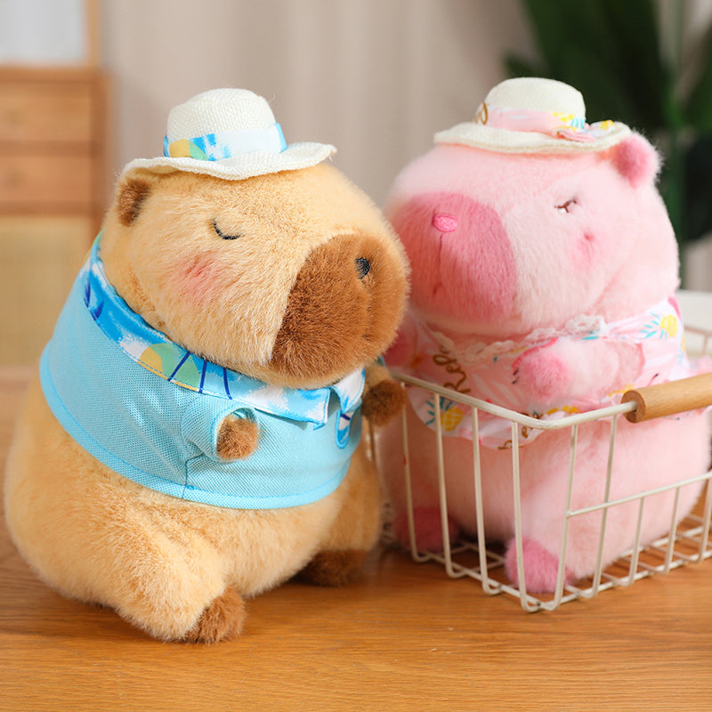 ELAINREN Cute Dress Up Capybara Plush Toy Kawaii Capybara Stuffed Animals Wearing Blue T-Shirt/9.8‘’