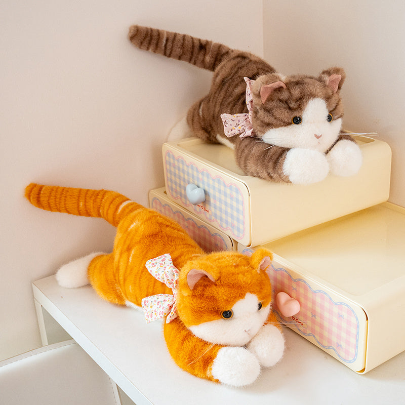ELAINREN Simulation Tabby Cat Stuffed Kitten Plush Toy GIfts/35cm