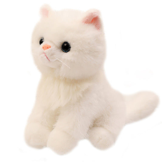 ELAINREN Realistic White Cat Stuffed Kitten Kitty Toy Gifts/20cm
