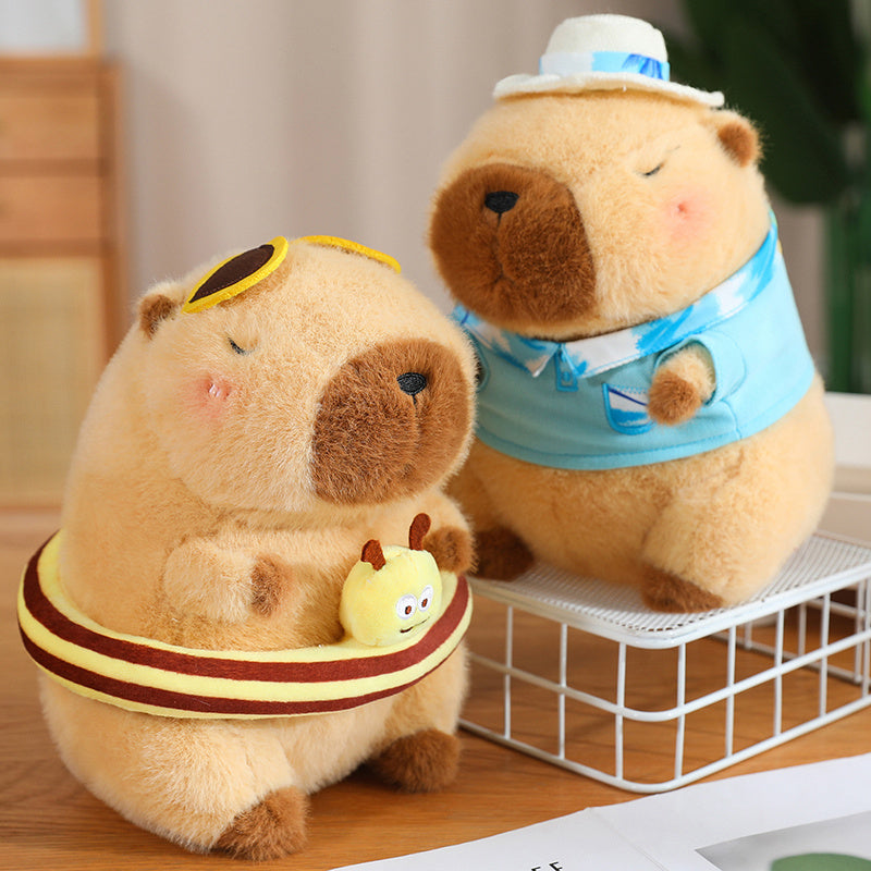 ELAINREN Cute Dress Up Capybara Plush Toy Kawaii Capybara Stuffed Animals Wearing Blue T-Shirt/9.8‘’