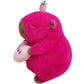 ELAINREN Strawberry Capybara Plush Pillow Soft Red Capybara Stuffed Animal with Strawberry Decor/11.8''