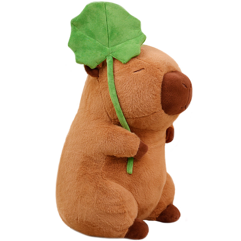 ELAINREN Kawaii Capybara Plush Pillow Soft Capybara Stuffed Animal with Lotus Leaf Decor/11.8Inch