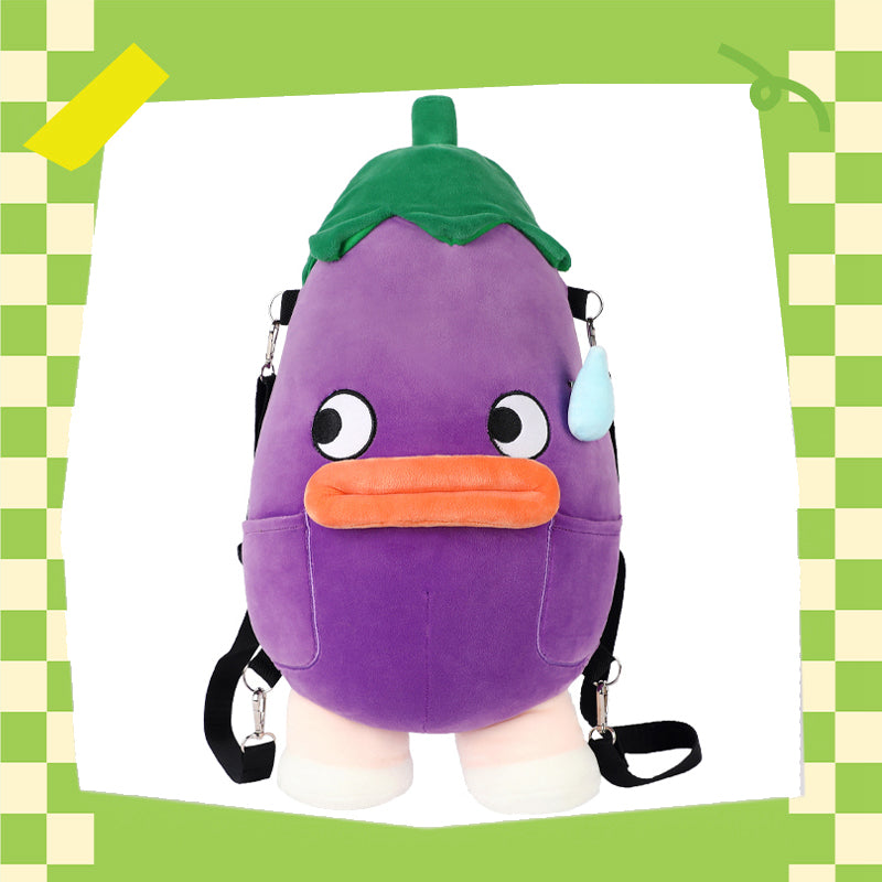 ELAINREN Eggplant Shape Plush Bag Cute Vegetable Stuffed Backpack for Kids Adults/50x25x20cm