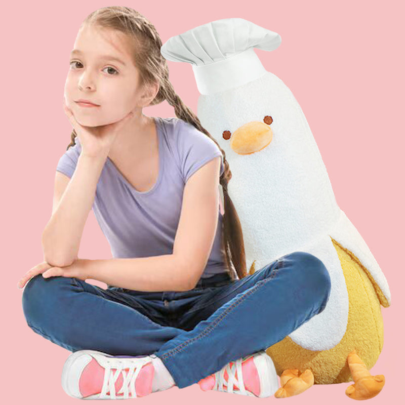 ELAINREN Cute Banana Duck Stuffed Animal Long Banana Chef Duck Plush Pillow for Girls and Boys/19.6''