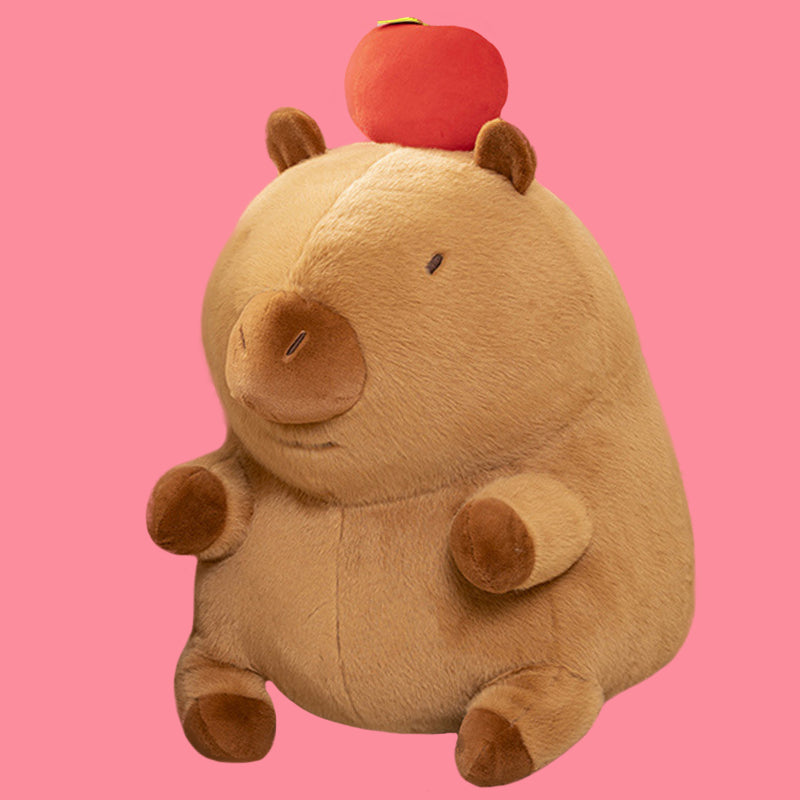 ELAINREN Apple Capybara Plush Pillow Soft Capybara Stuffed Animal with Apple Decor/11.8Inch