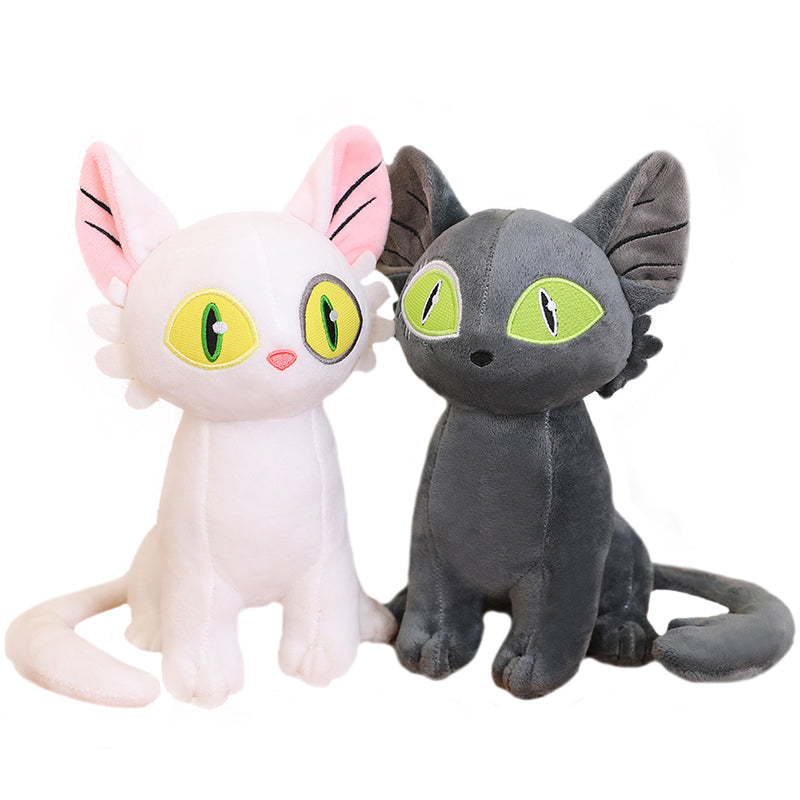 ELAINREN Big Eyes White Cat plush Gray Kitten Stuffed Kitty Toy/32cm