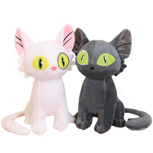 ELAINREN Big Eyes White Cat plush Gray Kitten Stuffed Kitty Toy/32cm