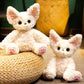 ELAINREN Realistic White Devon Cat Plush Toy Stuffed Devon Rex Doll Gifts/26cm