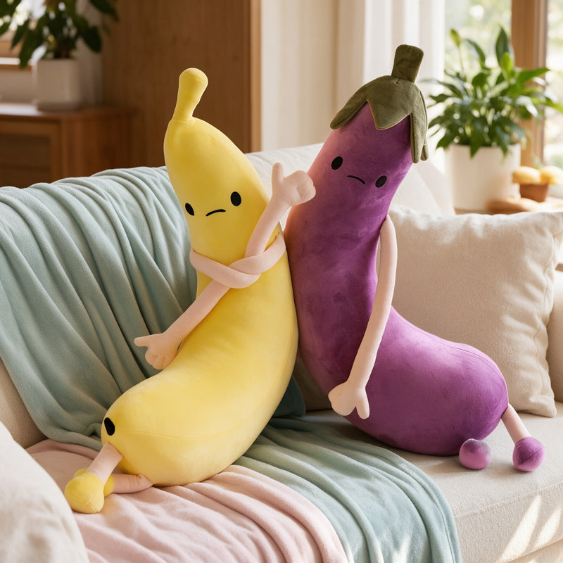 ELAINREN Big Eggplant Plush Long Body Pillow Soft Vegetable Stuff Toy /31''