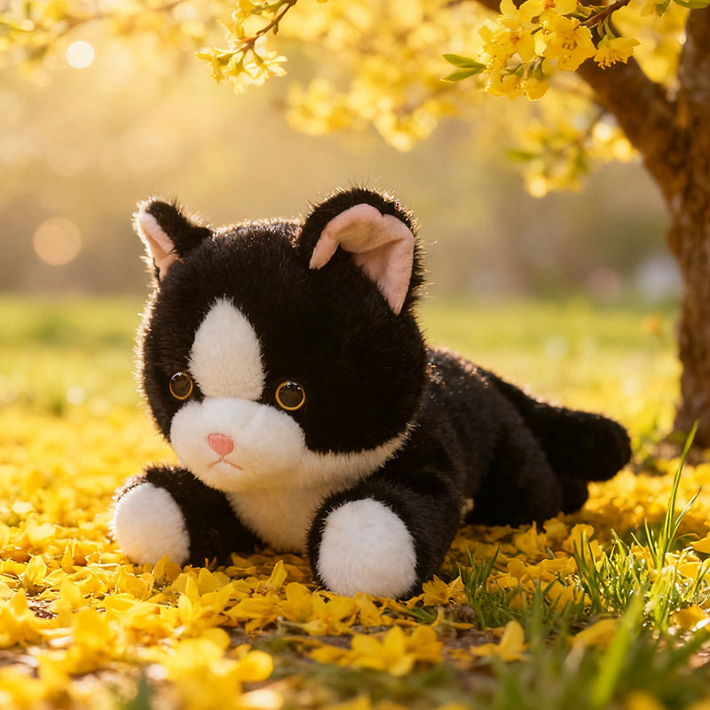 ELAINREN Cartoon Black Cat Stuffed Gray Kitten Toy GIfts