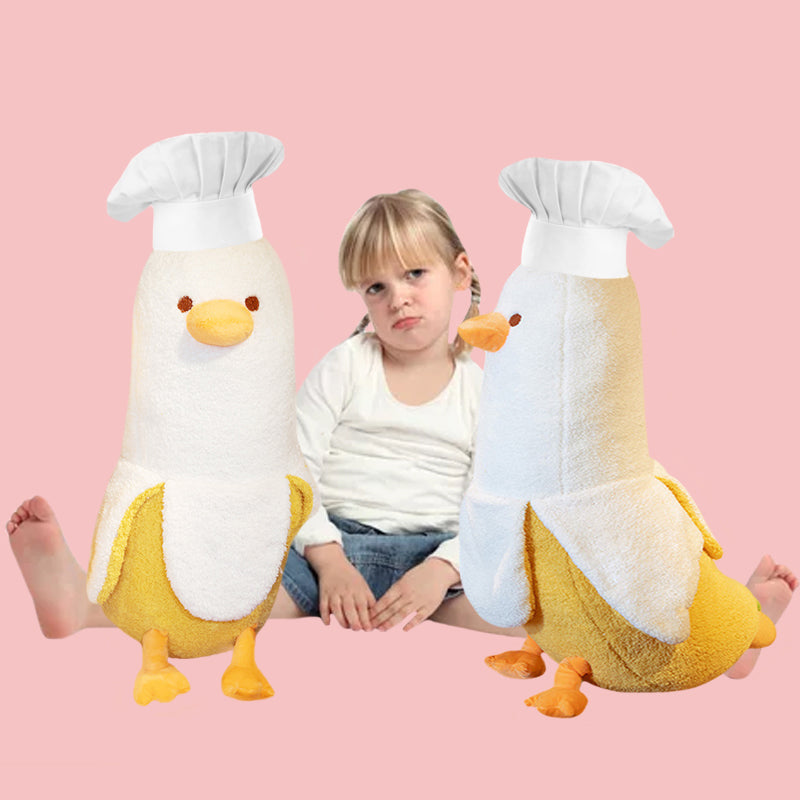 ELAINREN Cute Banana Duck Stuffed Animal Long Banana Chef Duck Plush Pillow for Girls and Boys/19.6''