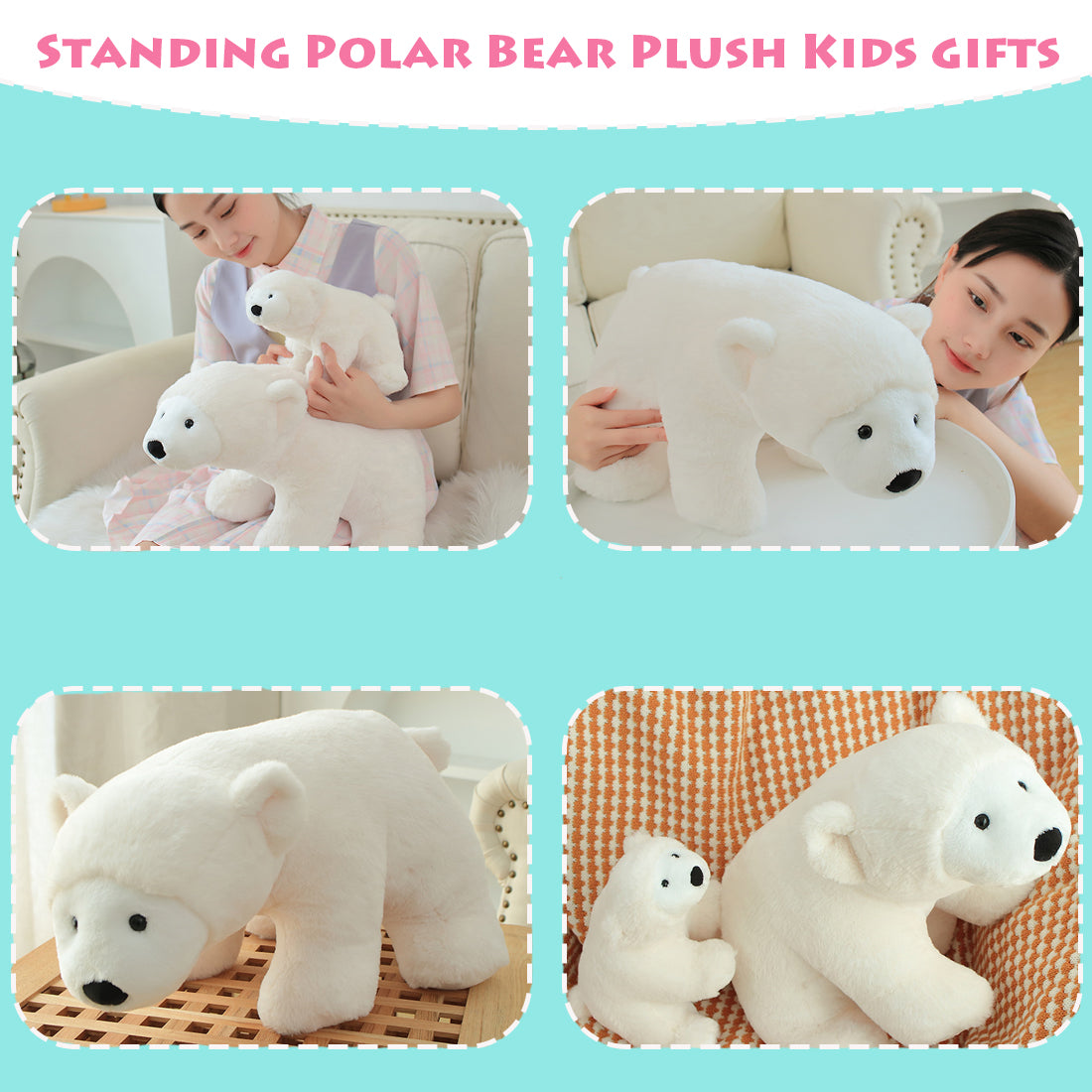 ELAINREN Big Ice Bear Stuffed Animals Pillow/19.6''