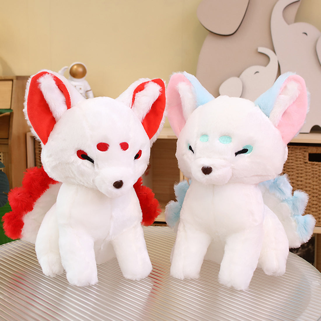 ELAINREN Lifelike Nine-Tailed Fox Stuffed Animals Toy/14.9''x11.8''x7.8''