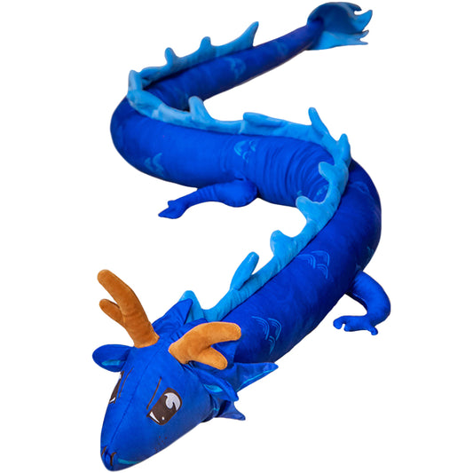 ELAINREN Super Long Blue Dragon Stuffed Toy, 86.6 Inch Large Chinese Blue Dragon Plush Soft Pillow