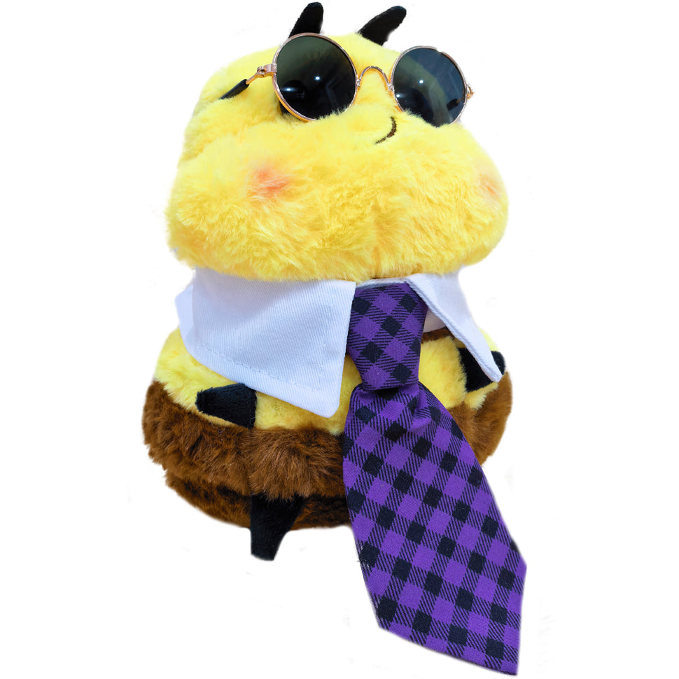 ELAINREN Cuddly Smiling Bee Plush Toy with Sunglasses and Tie