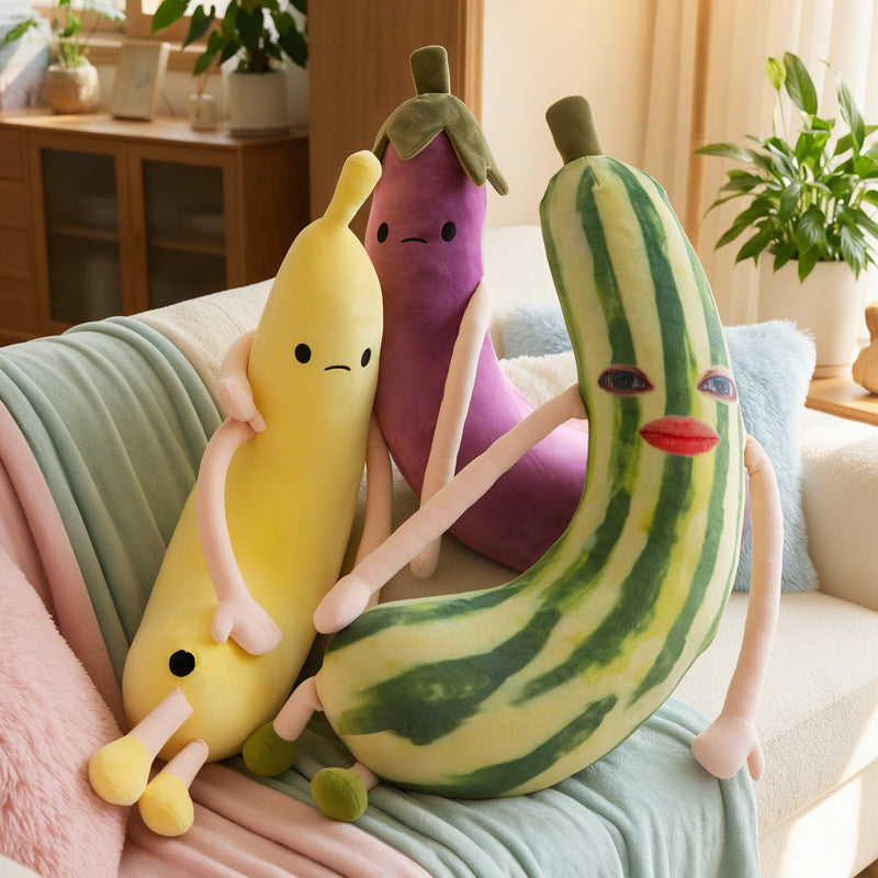 ELAINREN Big Eggplant Plush Long Body Pillow Soft Vegetable Stuff Toy /31''