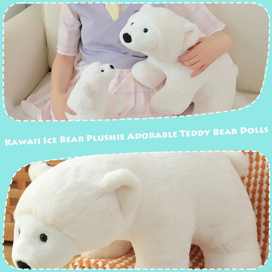 ELAINREN Big Ice Bear Stuffed Animals Pillow/19.6''
