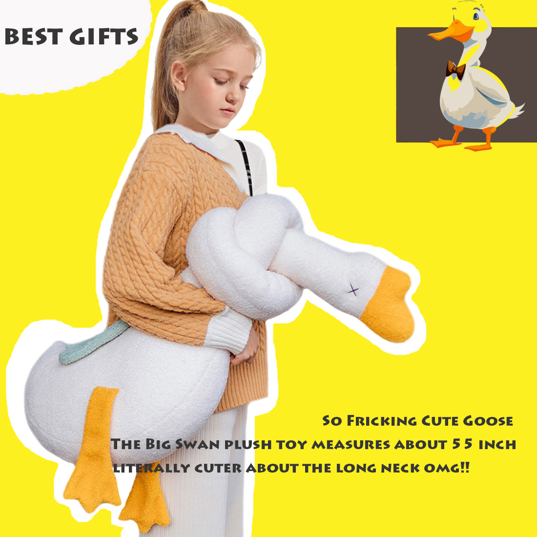 ELAINREN Giant Swan Stuffed Animal Toy with Long Neck/55inch