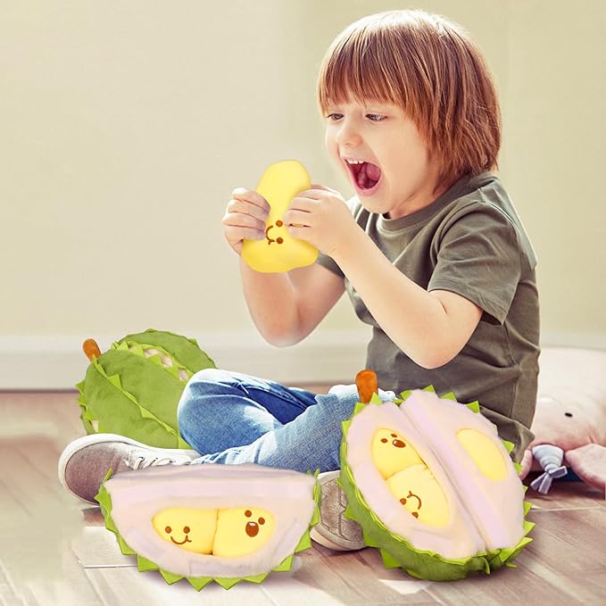 ELAINREN Creative Detachable Durian Plush Toy, Fruit Durian Plush Toy, Durian Plush Pillow, Cute Peeling Durian Plush Doll