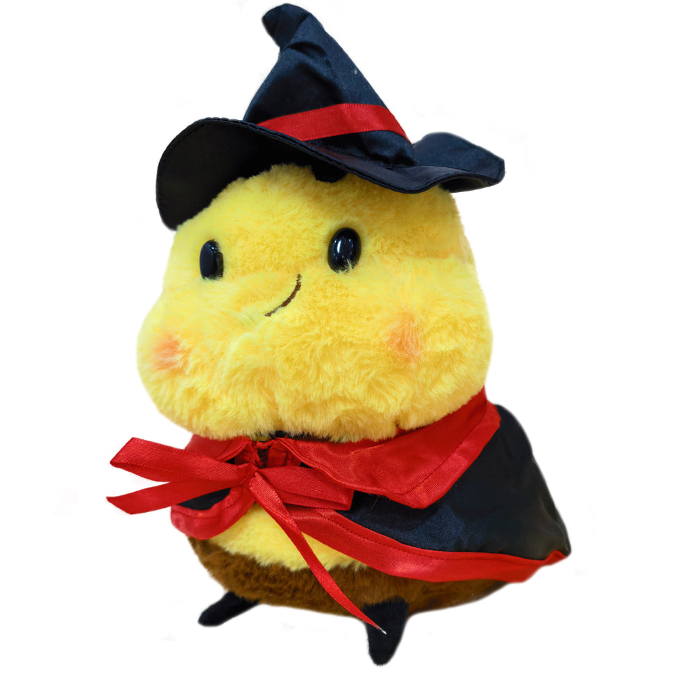 ELAINREN Cuddly Smiling Bee Plush Toy with Witch's Cloak and Hat