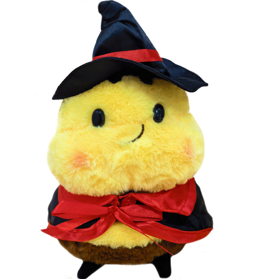 ELAINREN Cuddly Smiling Bee Plush Toy with Witch's Cloak and Hat