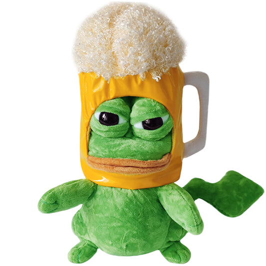 ELAINREN Ugly Frog Plush Cute Toy Creative Frog Stuffed Animals Wear Beer Hat Gifts/9.8''