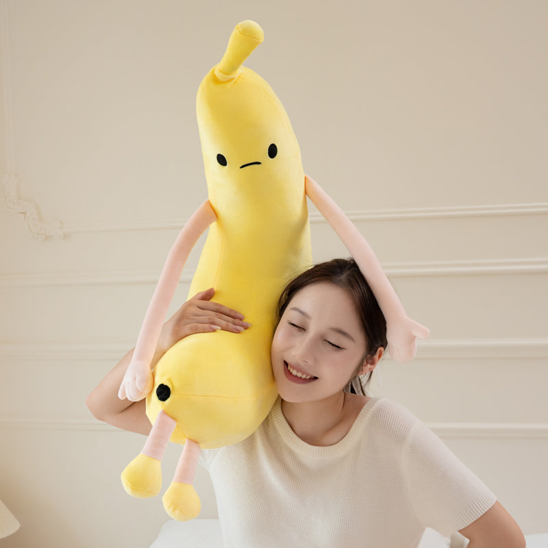 ELAINREN Big Banana Plush Long Body Pillow Soft Fruit Stuffed Food Toy/31''
