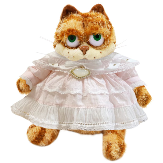 ELAINREN Lolita Garfield Stuffed Kitten Toy Kawaii Tabby Cat Wearing Lolita Dress Costume/11.8''