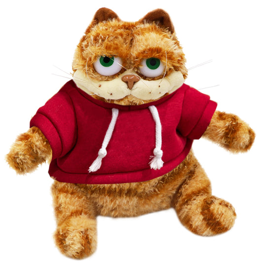 ELAINREN Fashion Plush Carfield Cat Wear Red Hoodie Cool Hoodie Orange Tabby Cat Stuffed Kitty/30cm