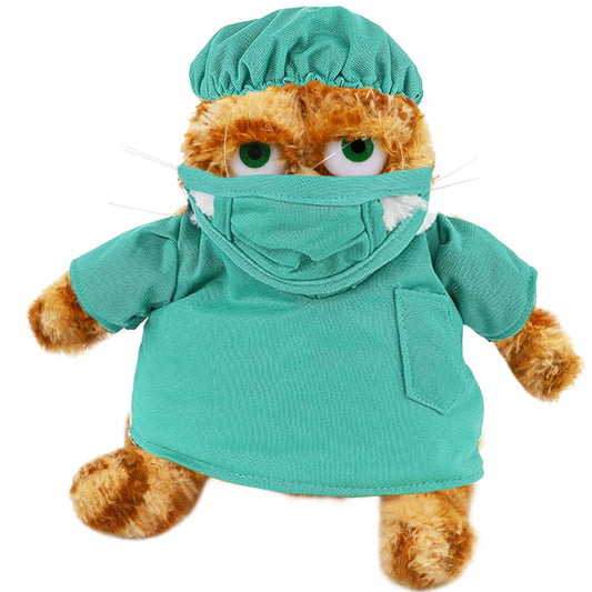 ELAINREN Professional Dr. Garfield Stuffed Animal Toy with Detachable Doctor Suit Uniform/11.8''