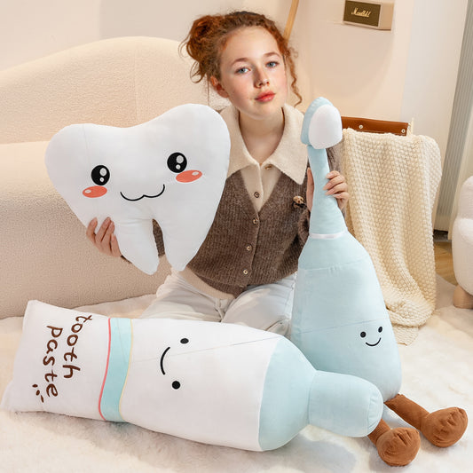 ELAINREN Super Soft Toothbrush/Toothpaste/Teeth Models Plush Large Pillow